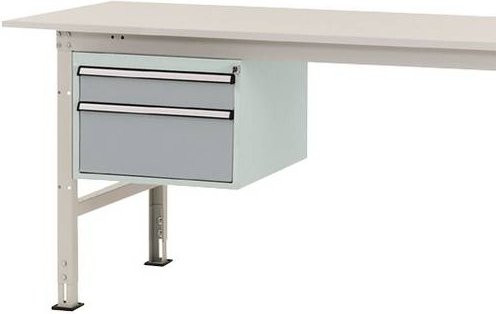 Manuflex PACKPOOL Gehäuse-Unterbau AS0003.9006 in Weiß und Silber mit 2 Schubfächern, Nutzhöhe: 300 mm, für Tischtiefe: 800 mm - Bild 1