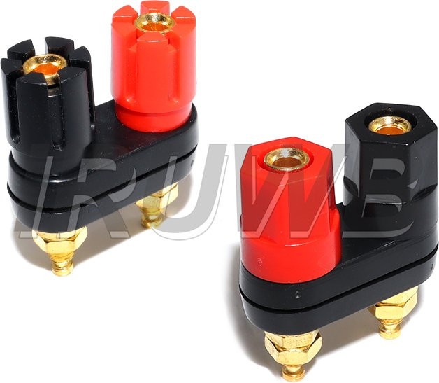 IRUWB Lautsprecher Stecker Set mit Bananenstecker und Binding Post in Rot und Schwarz - Bild 1