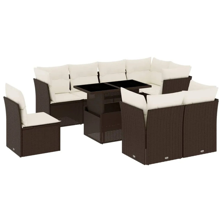 vidaXL 9-tlg Garten-Sofagarnitur aus braunem Poly-Rattan mit Kissen Modell 11 - Bild 2