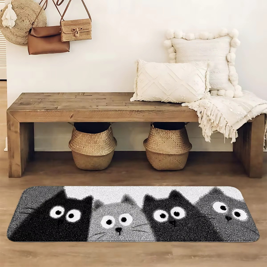 VIKAMA Badematte mit Cartoon-Kätzchen, weich und geräuschreduzierend, mehrfarbig, B: 120 cm, T: 40 cm - Bild 2