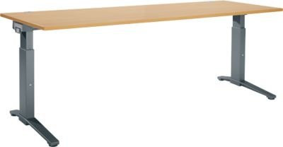 Schäfer Shop Genius ERGOSTYLE S Schreibtisch manuell höhenverstellbar Rechteck C-Fuß Buche/anthrazit B: 200 cm, T: 80 cm, H: 67,5-89,5 cm - Bild 1