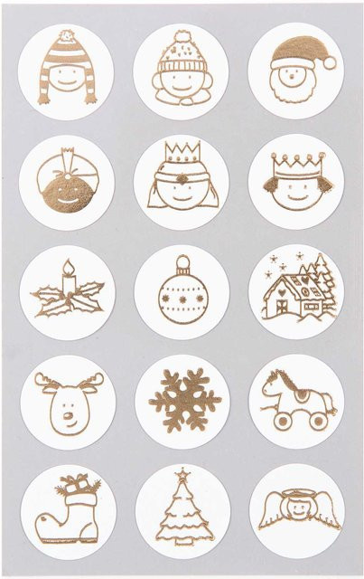 Rico Design Paper Poetry Sticker Weihnachtsmix in Gold, 4 Bogen - Bild 1