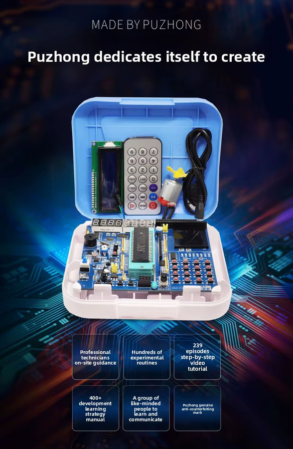 STC89C52 51-Mikrocontroller-Entwicklungsboard-Kit mit Ultraschallradar und oszillierendem Lüfter in Multicolour - Bild 2