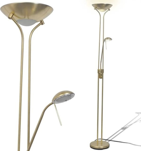 vidaXL LED Stehleuchte in Gold/Messing, dimmbar, modernes Design aus Stahl - Bild 1