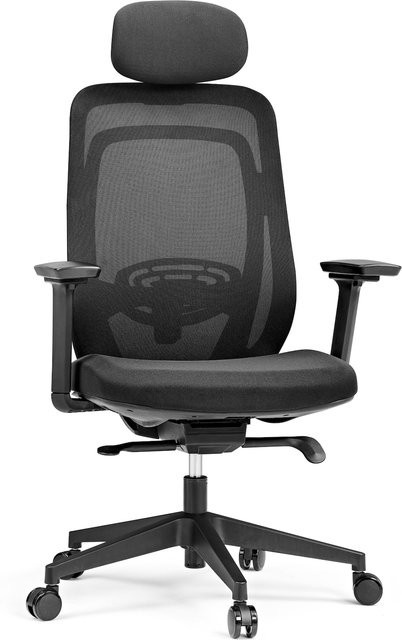 hjh OFFICE Profi Bürostuhl Vivadapt in Schwarz mit Stoff und Netzstoff, Armlehnen und höhenverstellbar - Bild 1