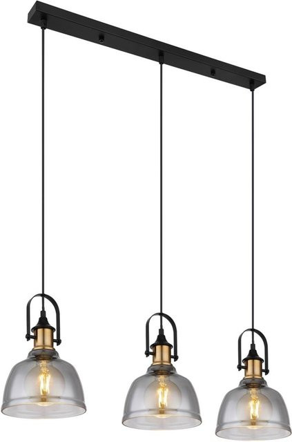 Globo Pendelleuchte Dorothea 3-flammig Mattschwarz Metall mit Glas B/H/T: 83,5 x 120 x 20 cm - Bild 1