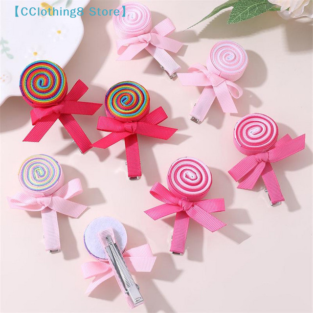 2 Stück Lollipop-Haarspangen mit Schleife und Bonbon-Motiv, Kinder - Bild 1