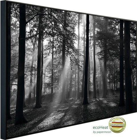 papermoon Infrarotheizung EcoHeat Forrest Morgen in Schwarz-Weiss mit Matt-Effekt und App-Steuerung - Bild 1