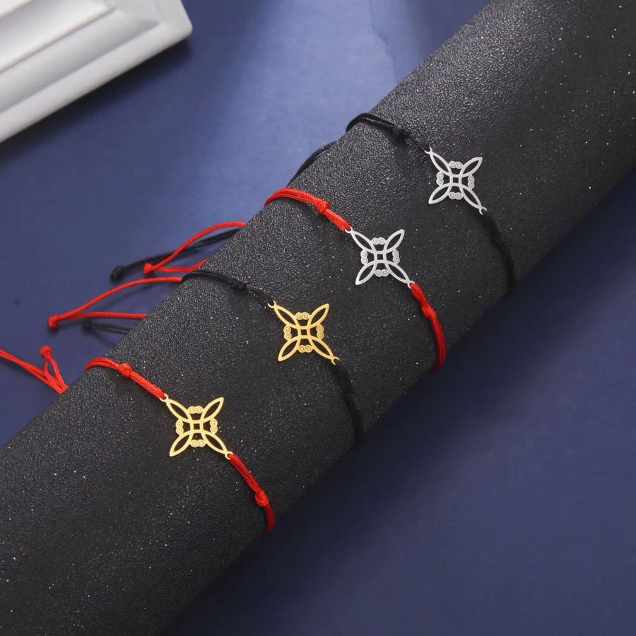 Cazador Hexenknoten-Armband, Edelstahl, Wachsschnur, Damen, rot, schwarz - Bild 2