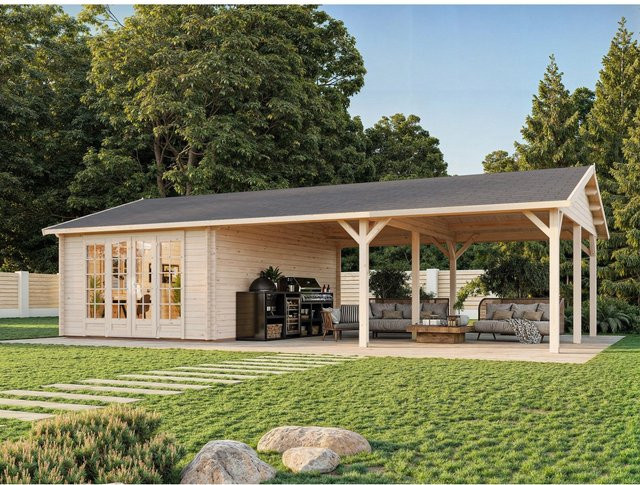 Palmako Gartenhaus Irene aus Fichtenholz in Braun mit Satteldach, B/T/H: 1006 x 619 x 316 cm - Bild 1