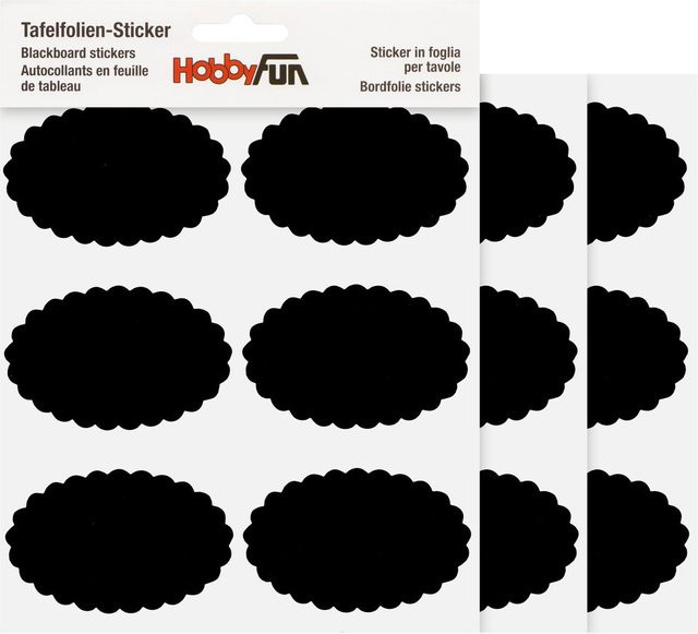 HobbyFun Tafelfolien-Sticker Oval gewellt in Schwarz - Bild 1