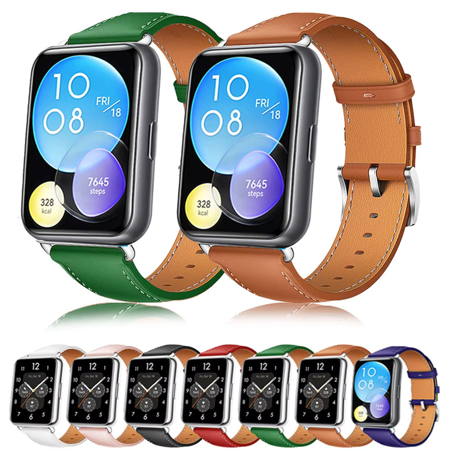 Uhrenarmband Leder, Schwarz, Vintage, für Huawei Uhr Fit 2 Smartwatch - Bild 2
