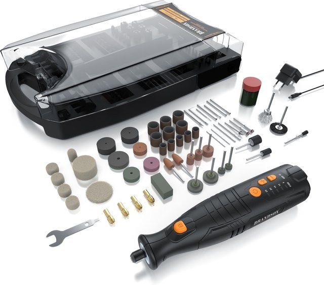 Brandson Multitool 8V Akku-Werkzeugset in Schwarz mit 110 Zubehörteilen für Heimwerker - Bild 1
