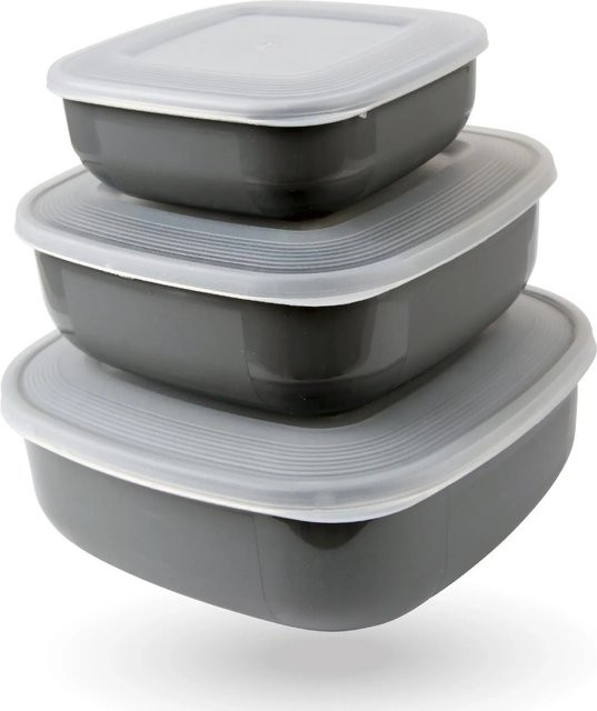 Bestgoodies Vorratsdosen Set 6-teilig Eckig Grau, stapelbar und mikrowellengeeignet - Bild 1