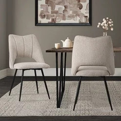 ML-Design Esszimmerstuhl 2er Set Beige gepolstert mit Stahlgestell B/T/H: 45 x 50 x 120 cm - Bild 1