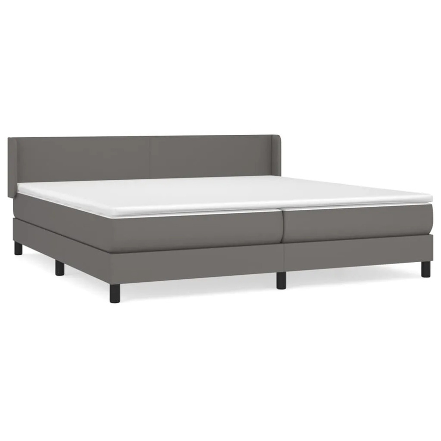 vidaXL Boxspringbett mit Matratze in Grau aus Kunstleder mit Taschenfederkern und Hybrid-System B/T/H: 200 x 200 x 78 cm - Bild 2