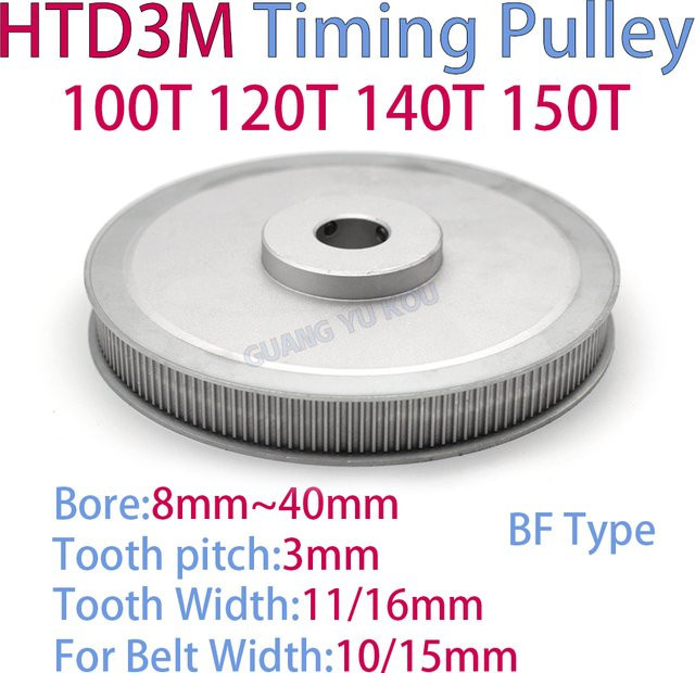 HTD 3M Synchronrad Riemenscheibe in Silber für Riemenbreiten 10mm oder 15mm mit Bohrung von 8mm bis 40mm - Bild 1