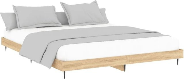 vidaXL Bettgestell ohne Matratze in Sonoma Eiche, Farbe Braun, B/T/H: 120 x 200 x 20 cm - Bild 1