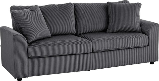 HOMCOM 3-Sitzer Sofa aus Polyester und Stahl in Dunkelgrau, B/T/H: 212 x 80 x 88 cm - Bild 1