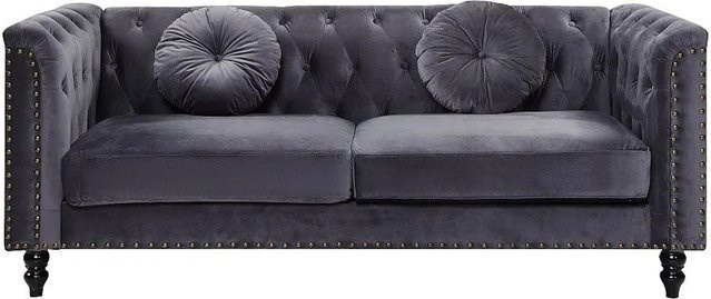 Vente-unique Sofa Turner ohne Schlafmöglichkeit in Anthrazitgrau mit Samtbezug, Breite: 190 cm - Bild 1