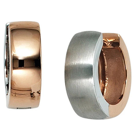Colfem Creolen bicolor, 585 Gold, mattiert, Ohrringe - Bild 1