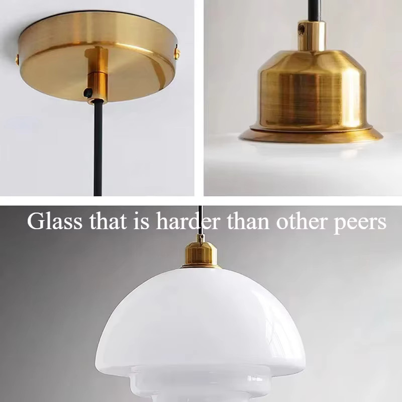 ASCELINA Pendelleuchte Nordic Creme Wind aus Glas und Metall in Weiß mit E27 Fassung für Küche und Esszimmer - Bild 5