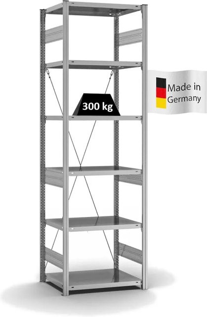PROREGAL Fachbodenregal Stecksystem T-Profil Heavy-Duty, verzinkt, H x B x T: 250 x 75 x 50 cm - Bild 1