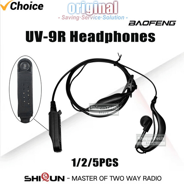 Baofeng UV-9R Wasserdichte Headsets in Schwarz für UV-9R Plus UV-68Pro Max V2 UV-XR Walkie Talkie und Funkgeräte - Bild 1
