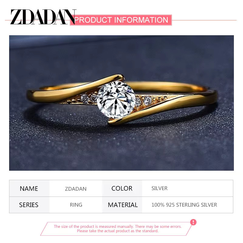 ZDADAN Ring, 925 Silber, Gold, Zirkonia, Damen - Bild 4
