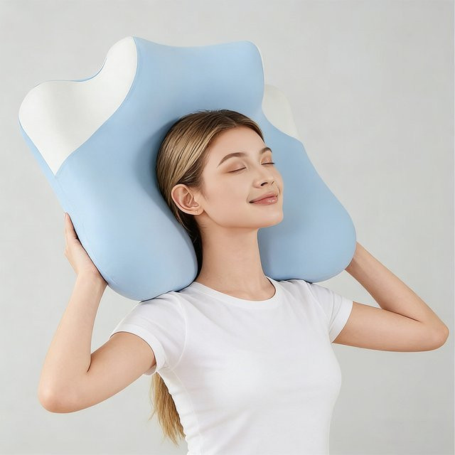 Foreverlily Memory-Schaum Nackenstützkissen Keilkissen in Grau oder Blau für Tiefschlaf und ergonomische Unterstützung - Bild 1