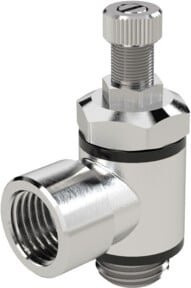 Riegler Drosselrückschlagventil aus Messing in Silber mit Gewindeanschlüssen G 3/8 und G 3/8 - Bild 1