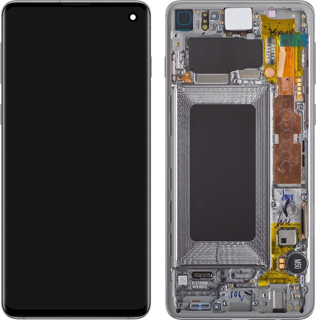 Samsung Galaxy S10 G973 Touchscreen-Display mit Rahmen in Silber Prism White Service Pack - Bild 1