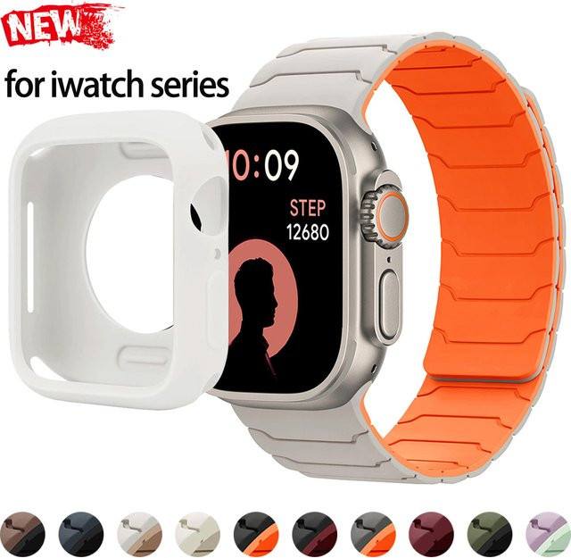 CAOWTAN Uhrenarmband und Silikonhülle, Bicolor, Silikon, Apple Watch - Bild 1