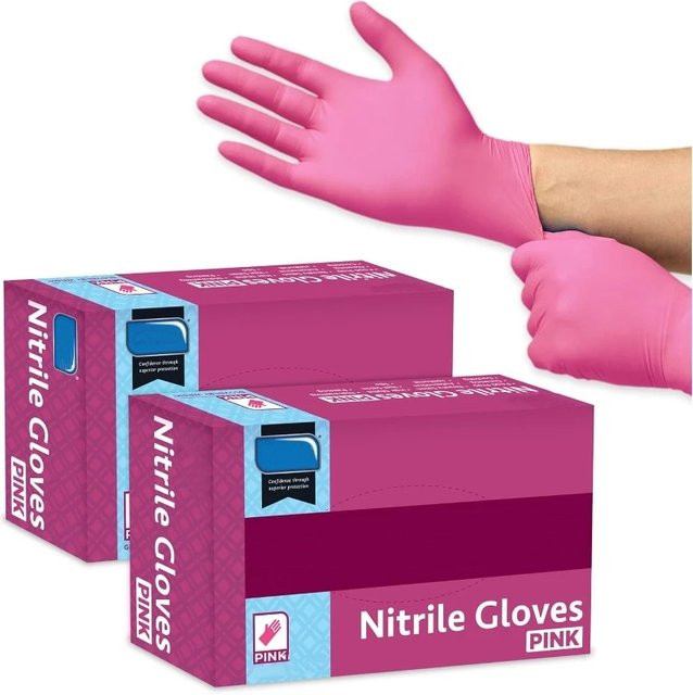 INMAICH Einweg-Nitrilhandschuhe latexfrei in Pink für Haushalt, Küche und Kosmetik - Bild 1