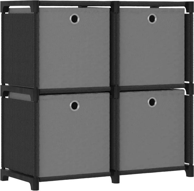 vidaXL Würfelregal mit 4 Boxen in Schwarz, B/T/H: 69 x 30 x 72,5 cm - Bild 1