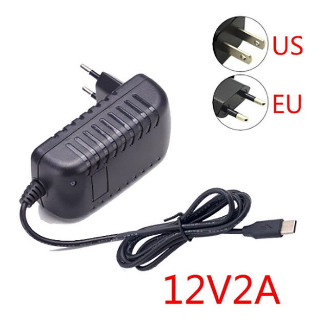 Lamakoki USB-C Typ-C AC/DC Universal-Netzteil 24W 12V 2A Schaltnetzteil Transformator in Schwarz - Bild 1