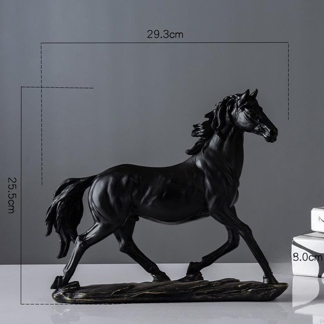 Yiran Furniture Chinesisches Tierkreis Pferd Ornament aus Harz in Gold, Weiß oder Schwarz - Bild 1