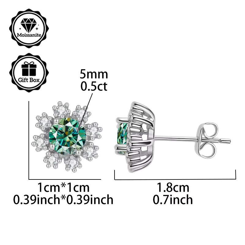 LAMVOICE Ohrstecker, Silber, Moissanit, Damen, Schneeflocken - Bild 2