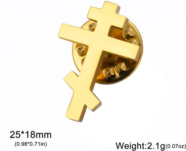 YULIN Brosche Orthodoxes Kreuz, Edelstahl, Gold, Unisex - Bild 1