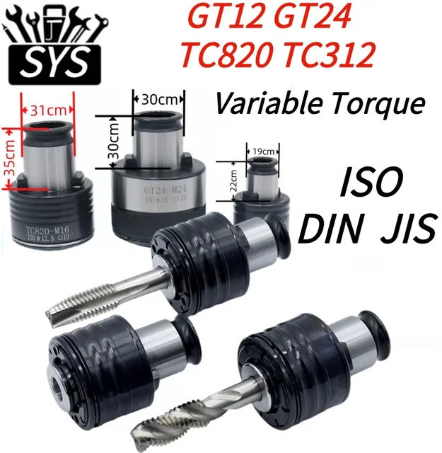 SYS Gewindeschneidzangenfutter Teleskop-Werkzeughalter für SYS GT12 GT24 TC820 TC312 nach ISO DIN JIS mit Überlastungsschutz für M4 M6 M8 M10 M12 M14 - Bild 1