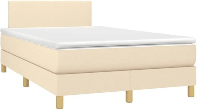vidaXL Boxspringbett mit Matratze Hybrid-Design in Creme und Beige, B/T/H: 120 x 190 x 78 cm - Bild 1