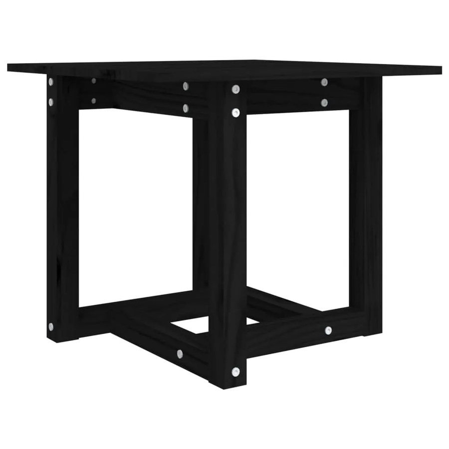 vidaXL Couchtisch aus massivem Kiefernholz in Schwarz, rustikaler quadratischer Design-Tisch, B/T/H: 50 x 50 x 45 cm - Bild 2
