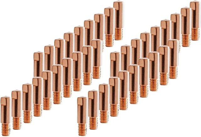 STAHLWERK Stromdüsen und Kontaktdüsen Set AK15 MB15, M6x25, 09 mm für MIG MAG, Kupfer, Rot/Gold, 2er Set - Bild 1
