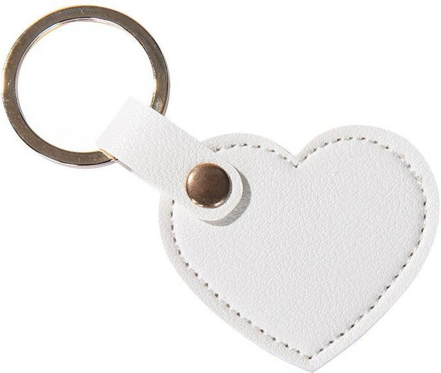 Schlüsselanhänger Leder, Herzform, weiß, Damen - Bild 1
