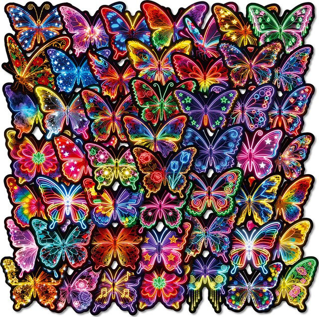 Charile Neon Tier Schmetterling Aufkleber, Cartoon DIY, 10/30/56 stücke - Bild 1