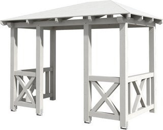SKANHOLZ Vordach Wismar 7 aus Fichtenholz in Weiß, Breite: 351 cm, Tiefe: 187 cm - Bild 1
