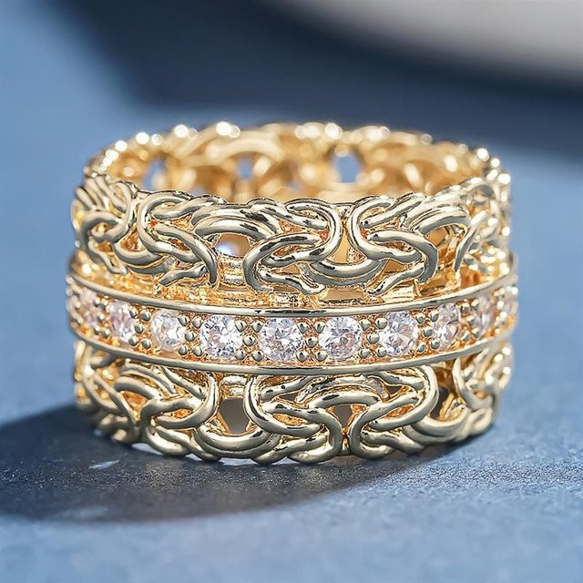 Huitan Damenring, Kreuz-Design, goldfarben, Zirkonia - Bild 1