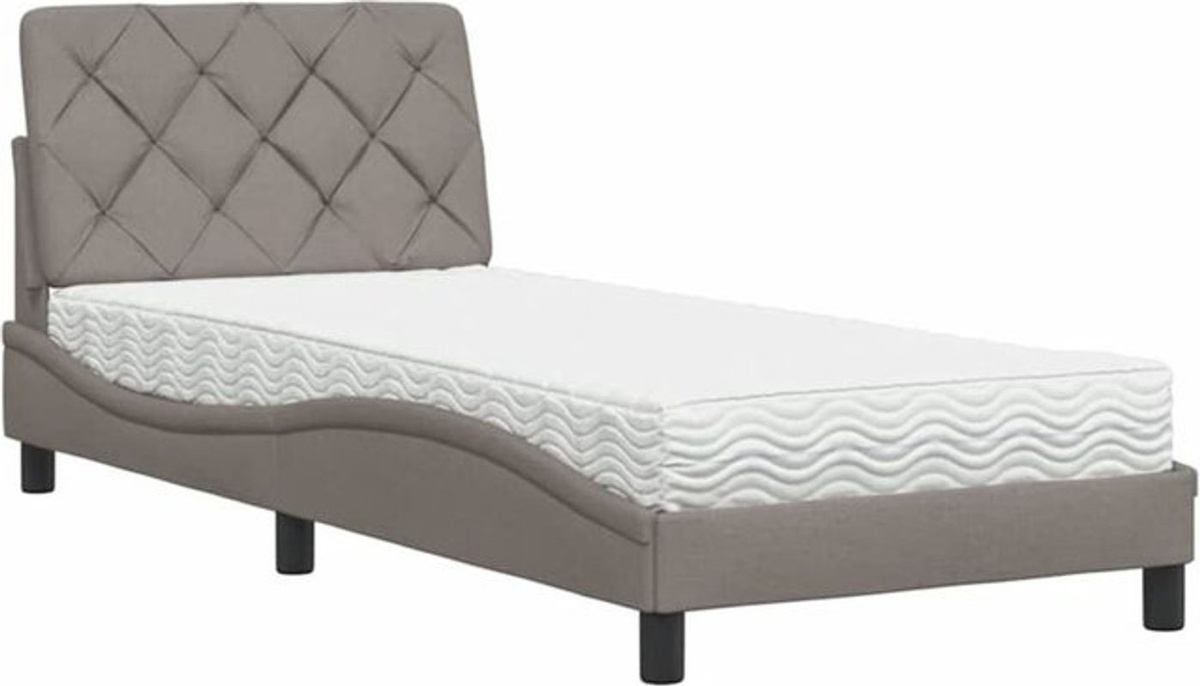 vidaxl Polsterbett mit Matratze in Taupe meliert, B/T/H: 90 x 190 x 95 cm - Bild 1