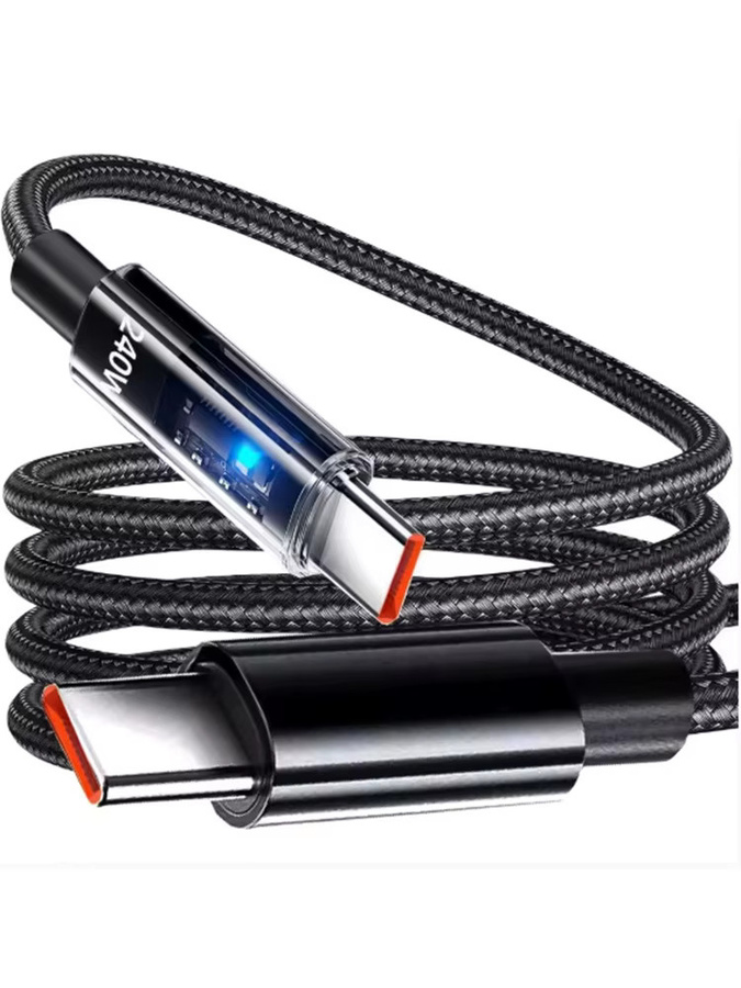 NNBILI USB-C zu USB-C Schnellladekabel 240W transparentes Typ-C Kabel für iPhone, Macbook und iPad - Bild 7