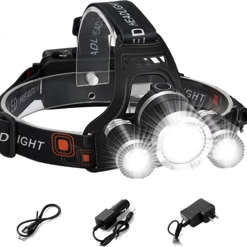 QHSPE Dreiköpfiger LED-Scheinwerfer in Schwarz mit hoher Reichweite und ultraheller Ausleuchtung für professionelle Wartung und Bergbau - Bild 2